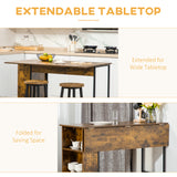 Table de bar extensible avec tablettes de rangement réglables