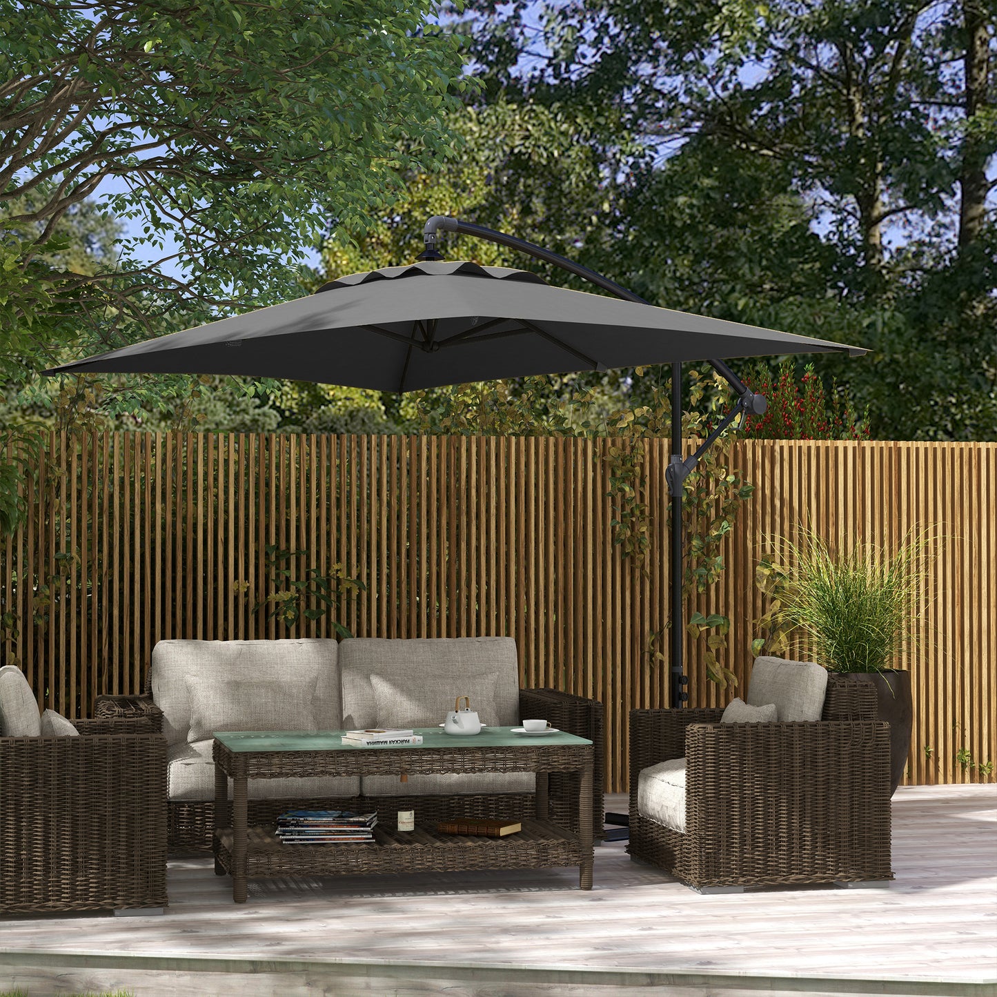 Parasol déporté 3m avec base croisée