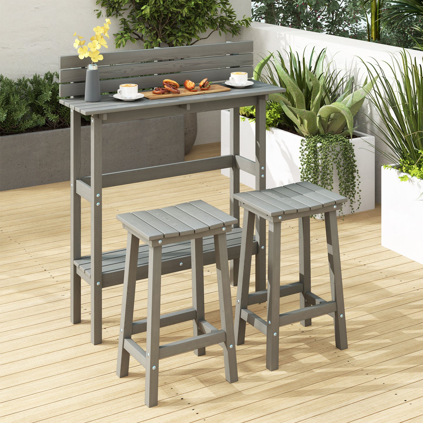 Ensemble bar patio 3 pièces hauteur comptoir table 109 cm