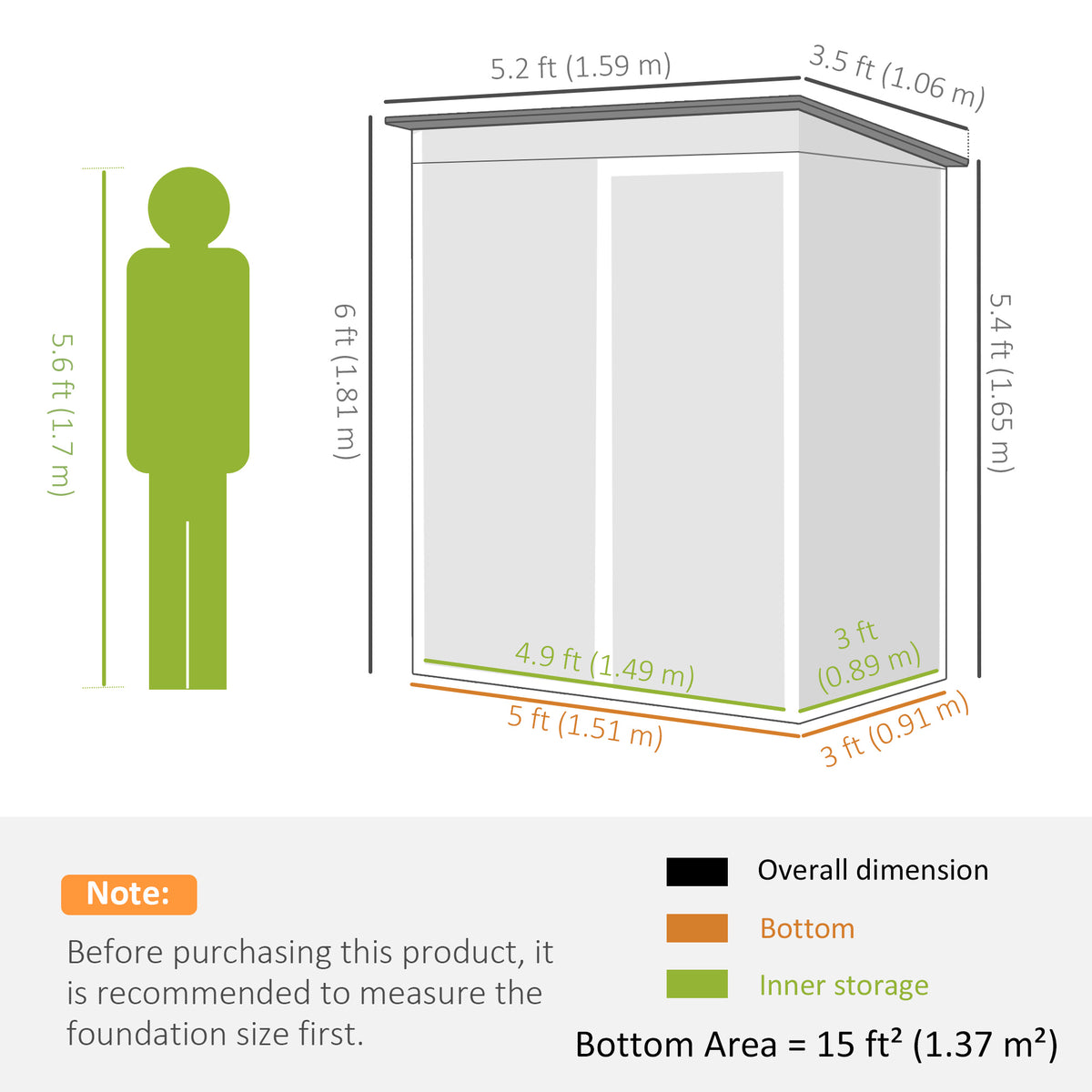 Remise de rangement extérieur 5,2 x 3,5 m — Gris foncé