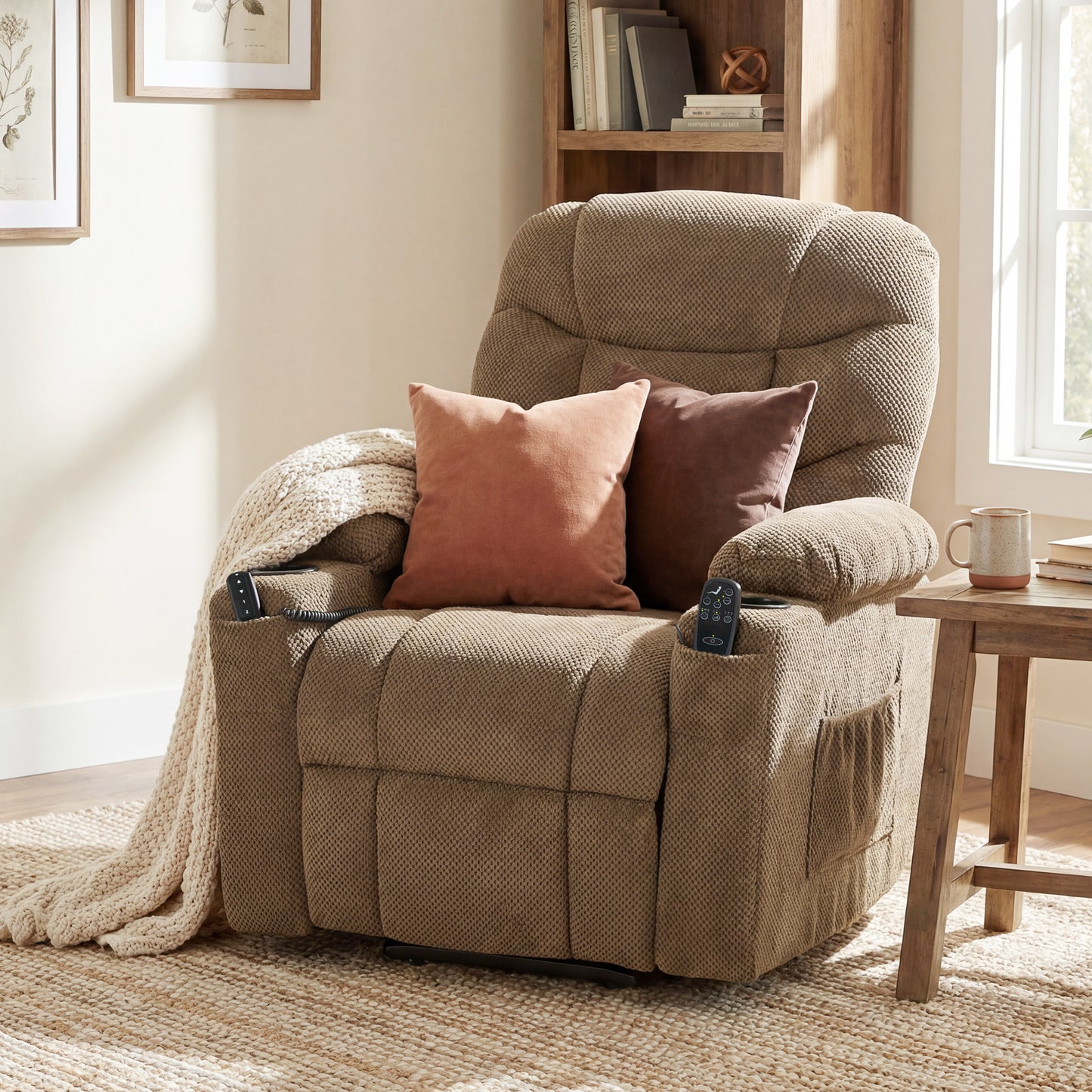 Fauteuil releveur électrique massant à télécommande