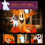 Arbre Halloween gonflable LED avec hibou et citrouilles