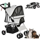 Poussette pour animaux pliable avec freins — grise