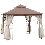 Gazebo de patio toit double 3x3 m acier