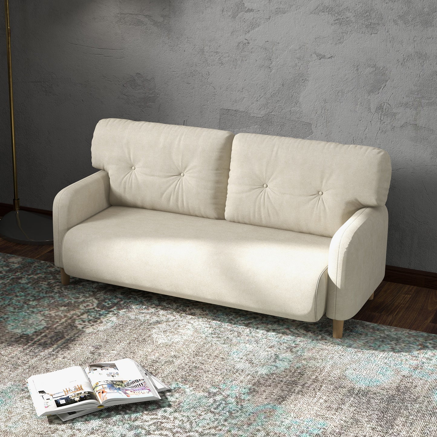 Canapé 2 places moderne en microfibre 148 cm