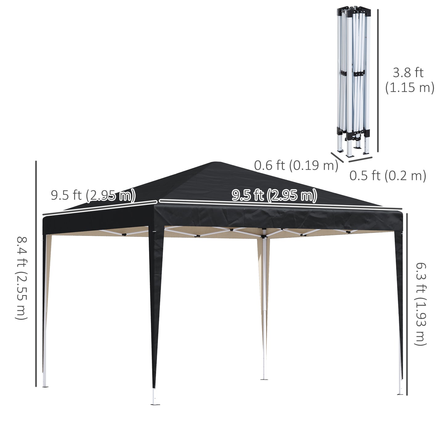 Tente de jardin pop up 3 x 3 m avec sac de transport