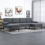 Sofa en U double méridienne 4 places — tissu lin