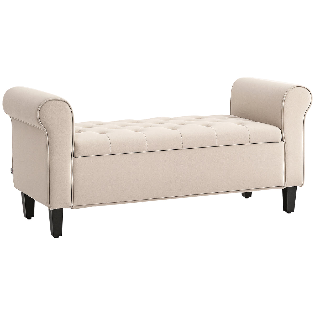 Banc de rangement capitonné avec accoudoirs