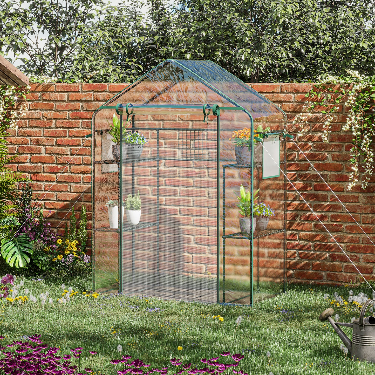 Serre de jardin walk-in 4 tablettes porte à rouleau