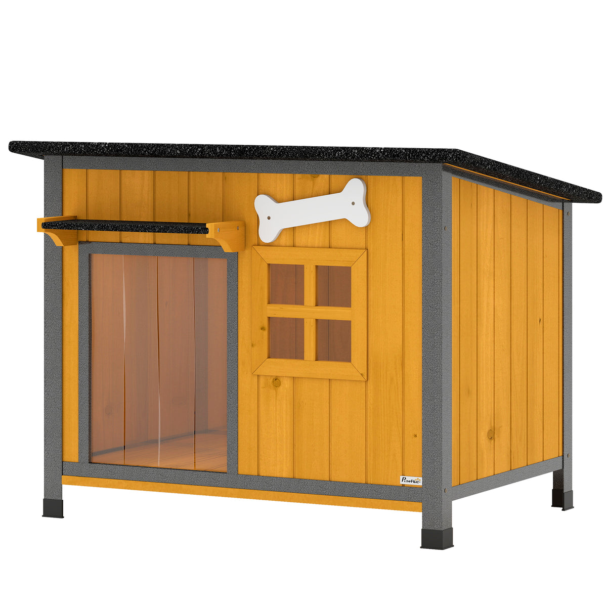 Niche extérieure pour chien en bois et acier résistant