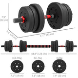 Haltères ajustables 2-en-1 20 kg — noir