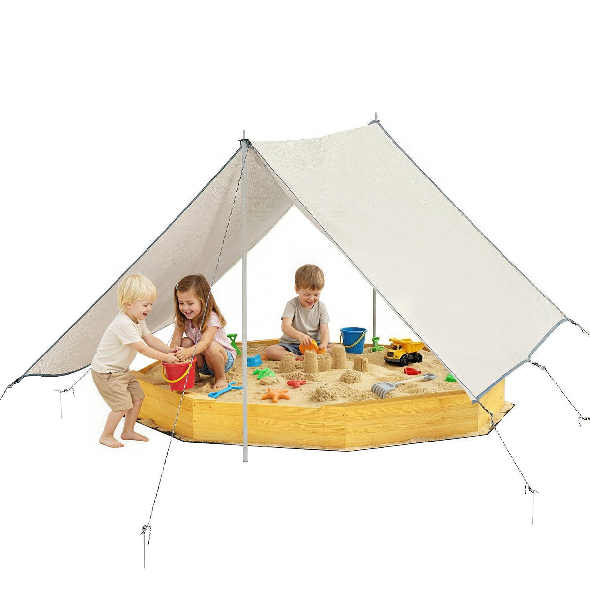 Bac à sable en bois avec grand toit