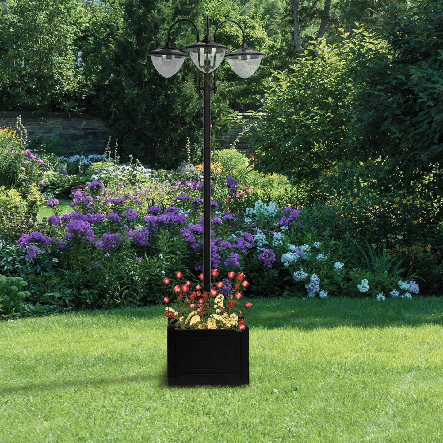 3-Head Solar LED Street Light with Planter