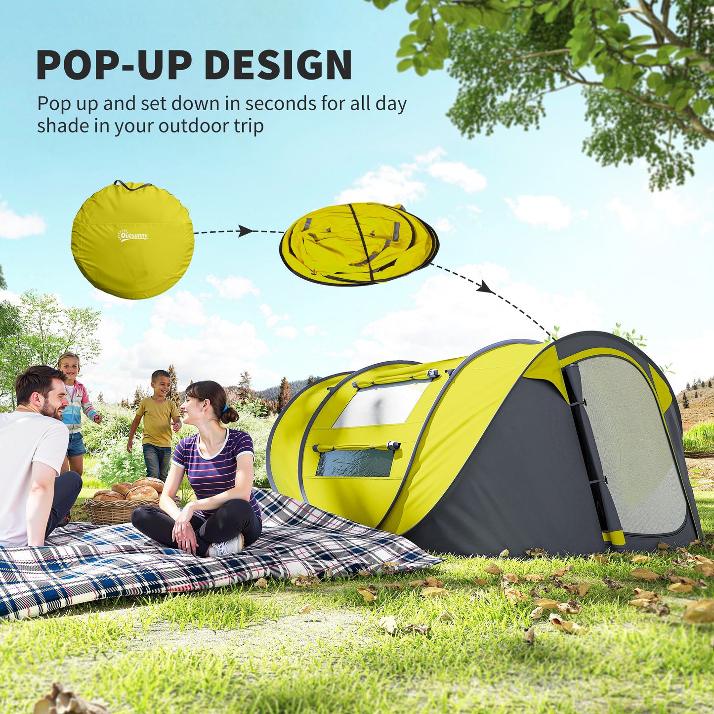Tente de camping 4 personnes à montage automatique