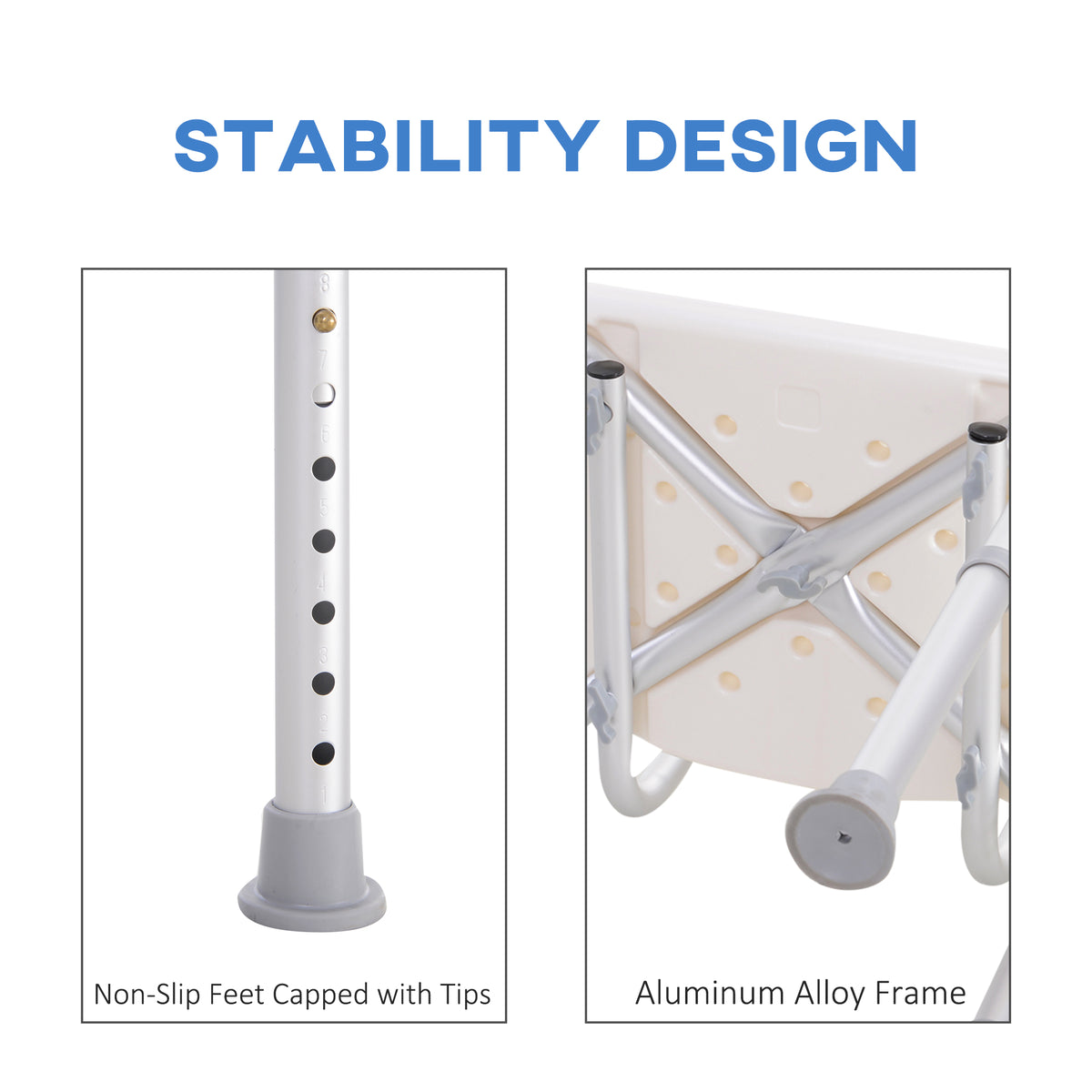 Chaise de douche réglable avec dossier