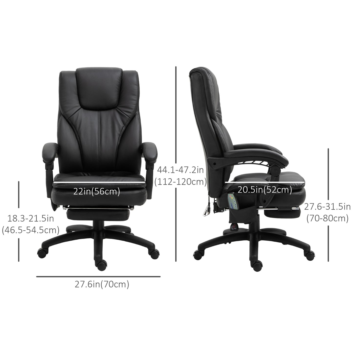 Chaise de bureau massante inclinable avec repose-pieds