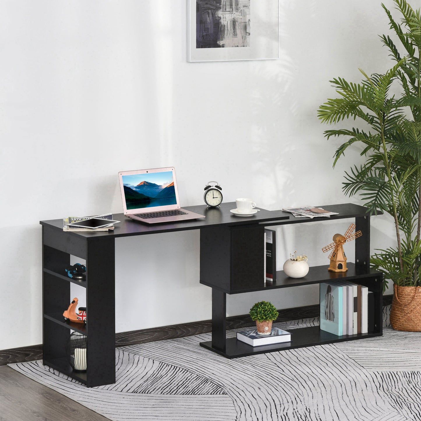 Bureau en L rotatif 360° avec rangement