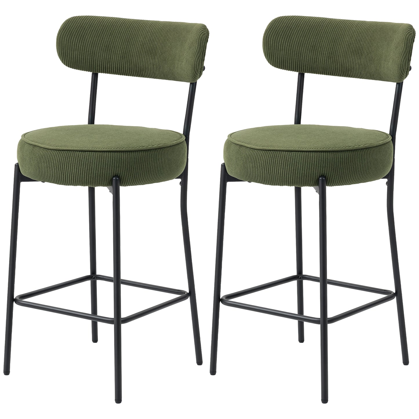Tabourets de bar rembourrés en velours côtelé — lot de 2