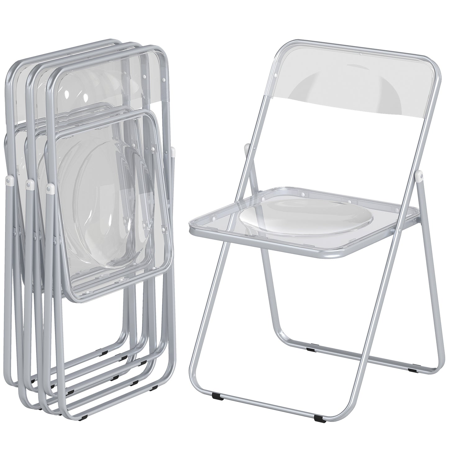 Chaises pliantes acrylique transparentes — Lot de 4