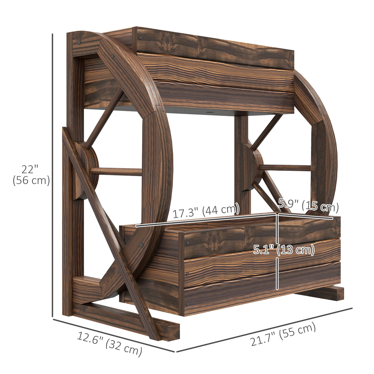 Jardinière surélevée deux étages en bois — chariot