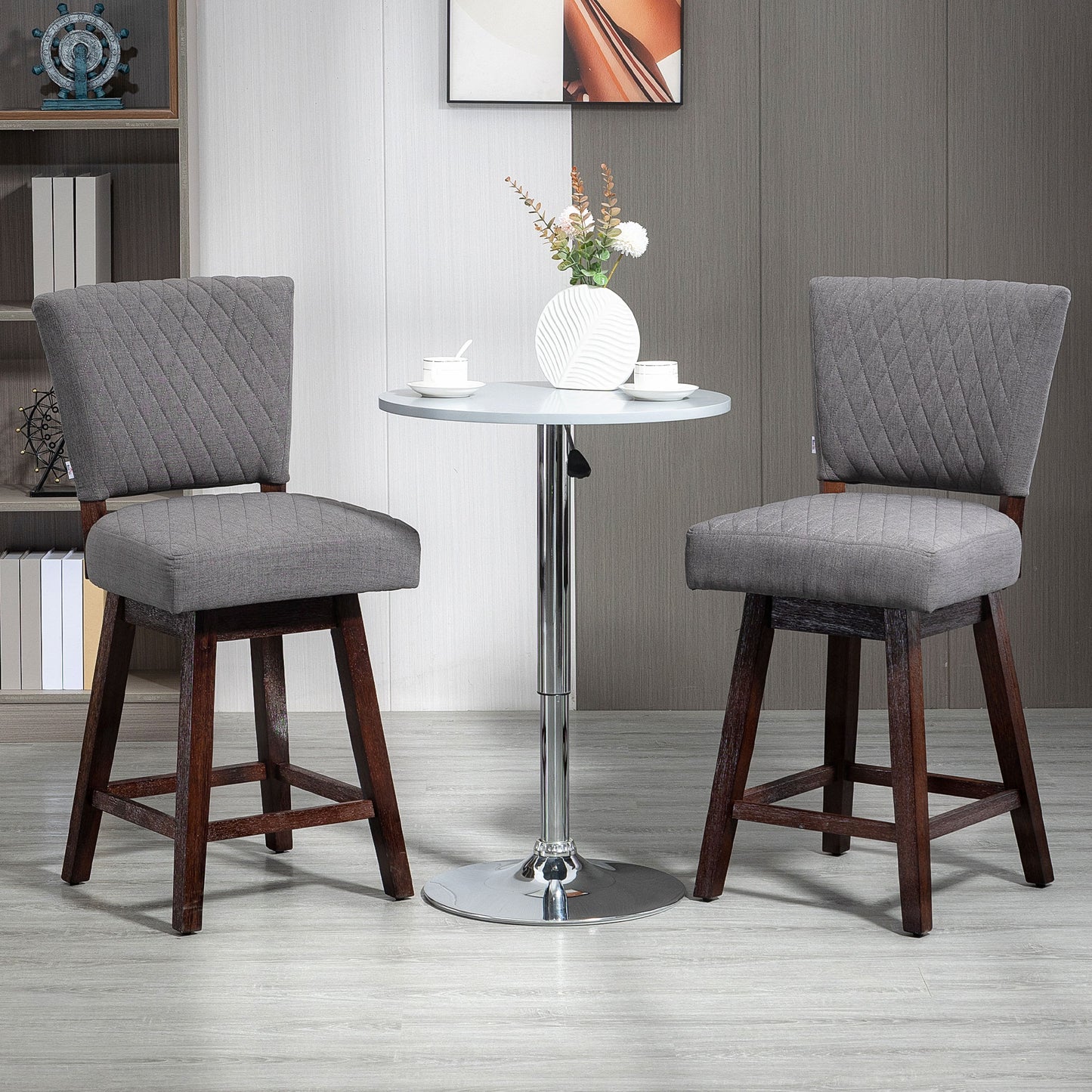Tabourets de bar pivotants ensemble de 2 pattes bois