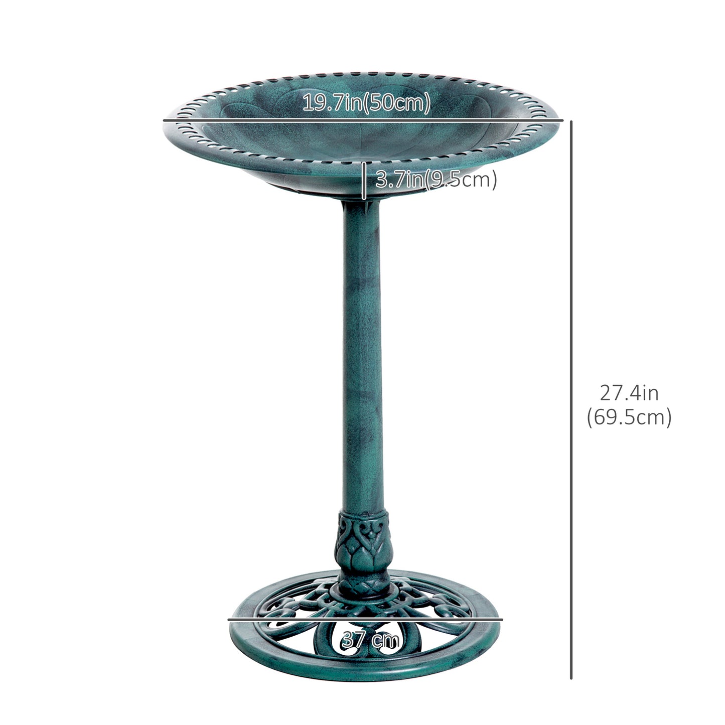 Bain d'oiseaux décoratif 69 cm fleur de lys résine