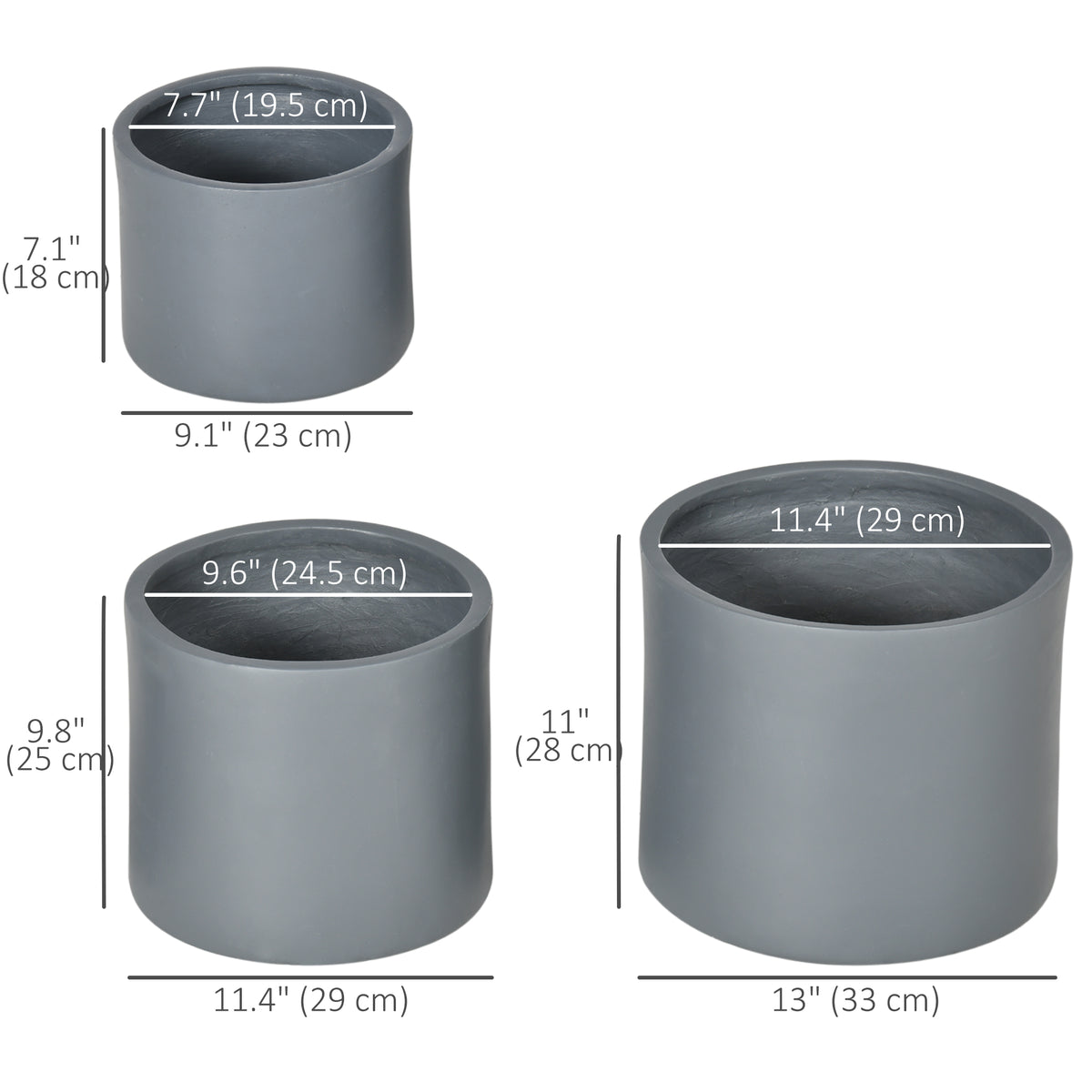 Ensemble de 3 Pots de Fleurs Extérieurs