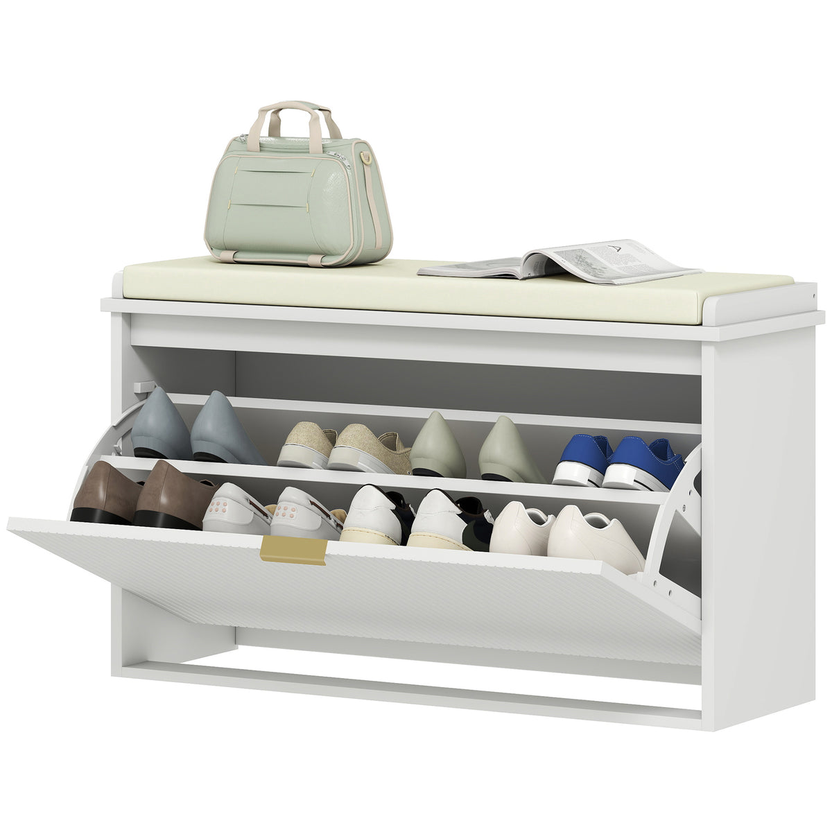 Banc d'entrée de rangement pour chaussures avec coussin