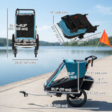 Remorque vélo 3-en-1 enfant pliable avec siège inclinable