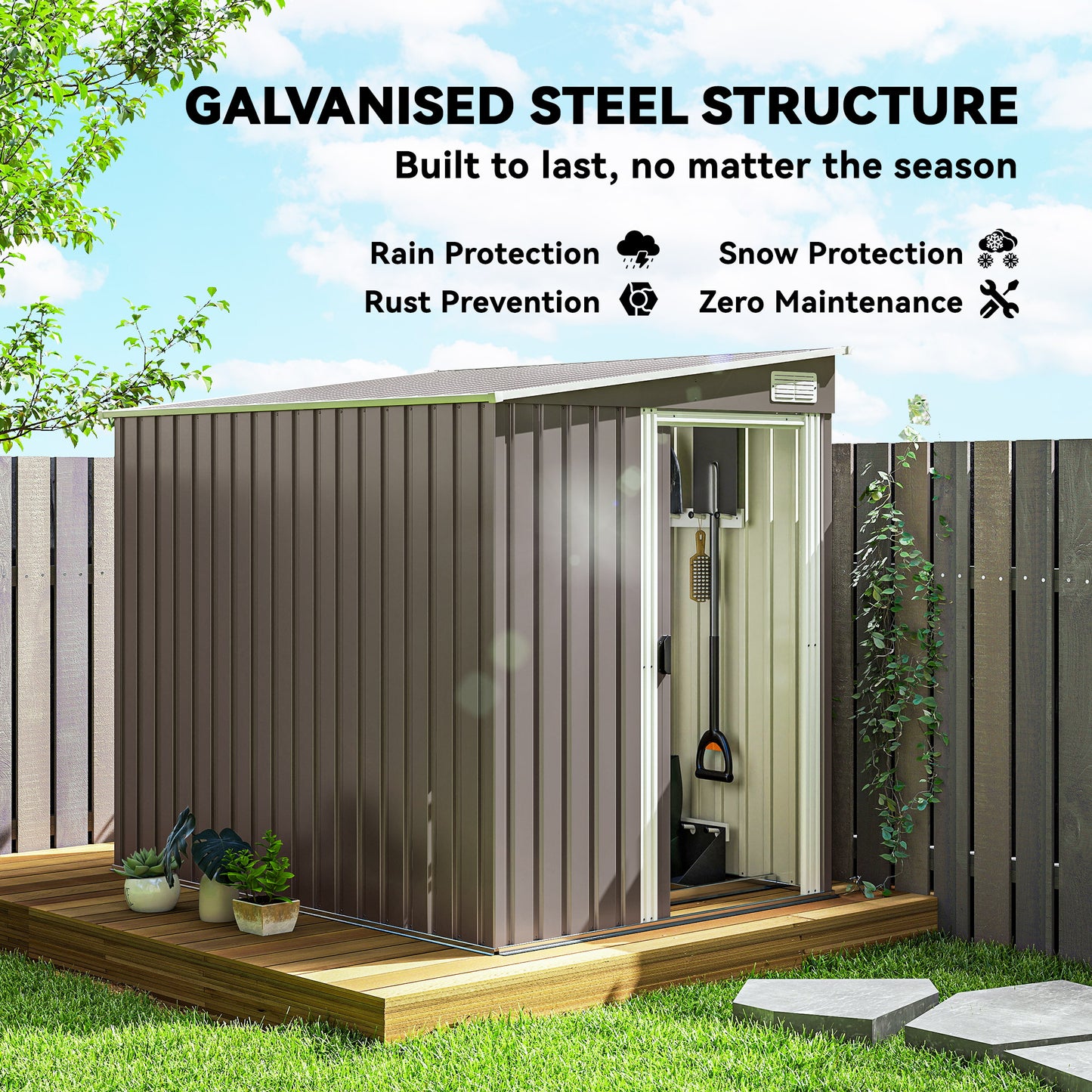 Remise de jardin en acier galvanisé avec design appentis