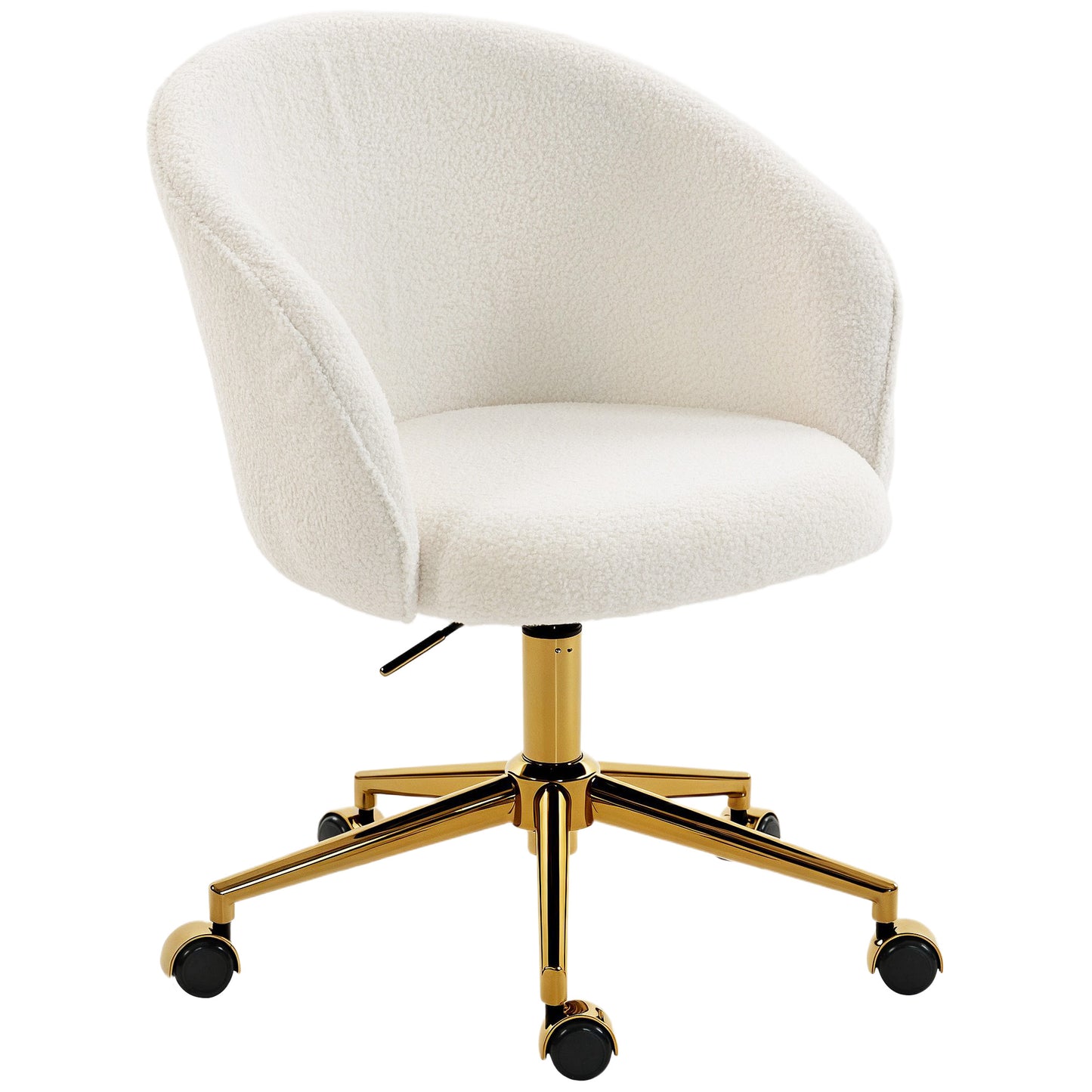 Chaise de bureau en teddy fleece pivotante réglable