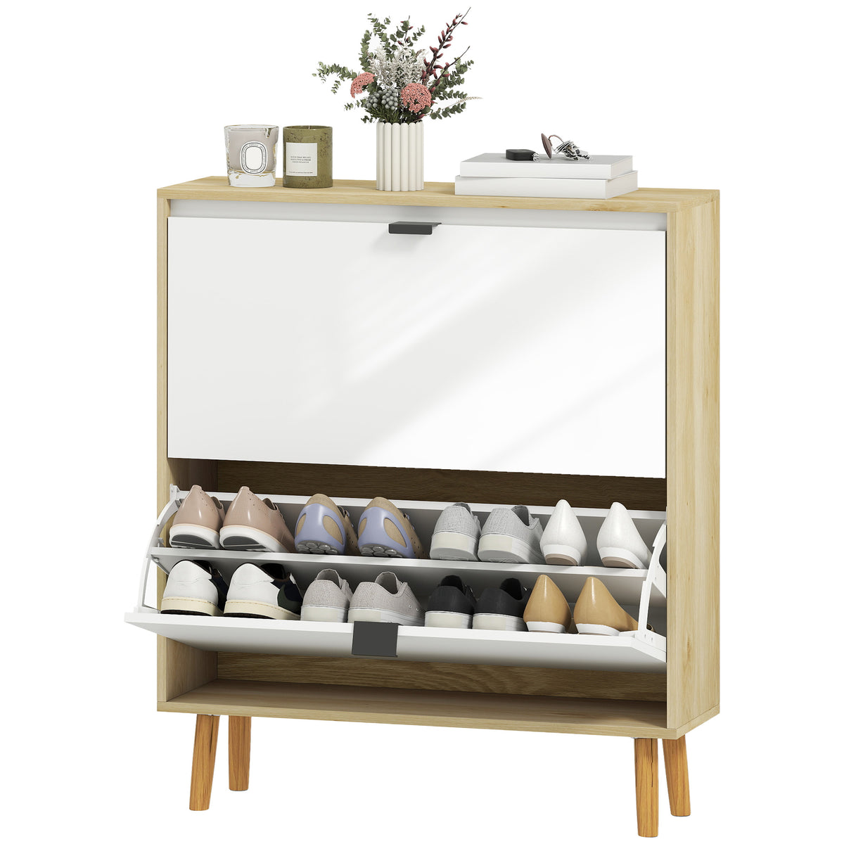 Meuble à chaussures étroit porte-chaussures moderne à rabats