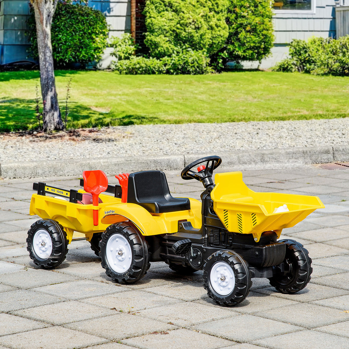 Camion à pédales avec remorque amovible pour enfants