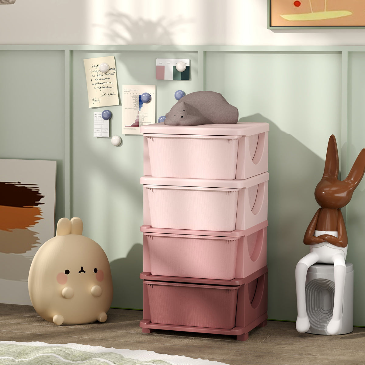 Organiseur de jouets 4 étages avec 4 tiroirs