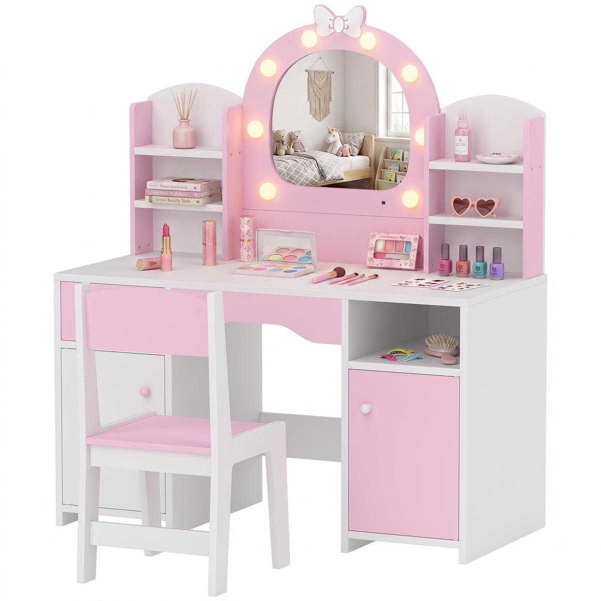 Coiffeuse pour enfants avec miroir lumineux