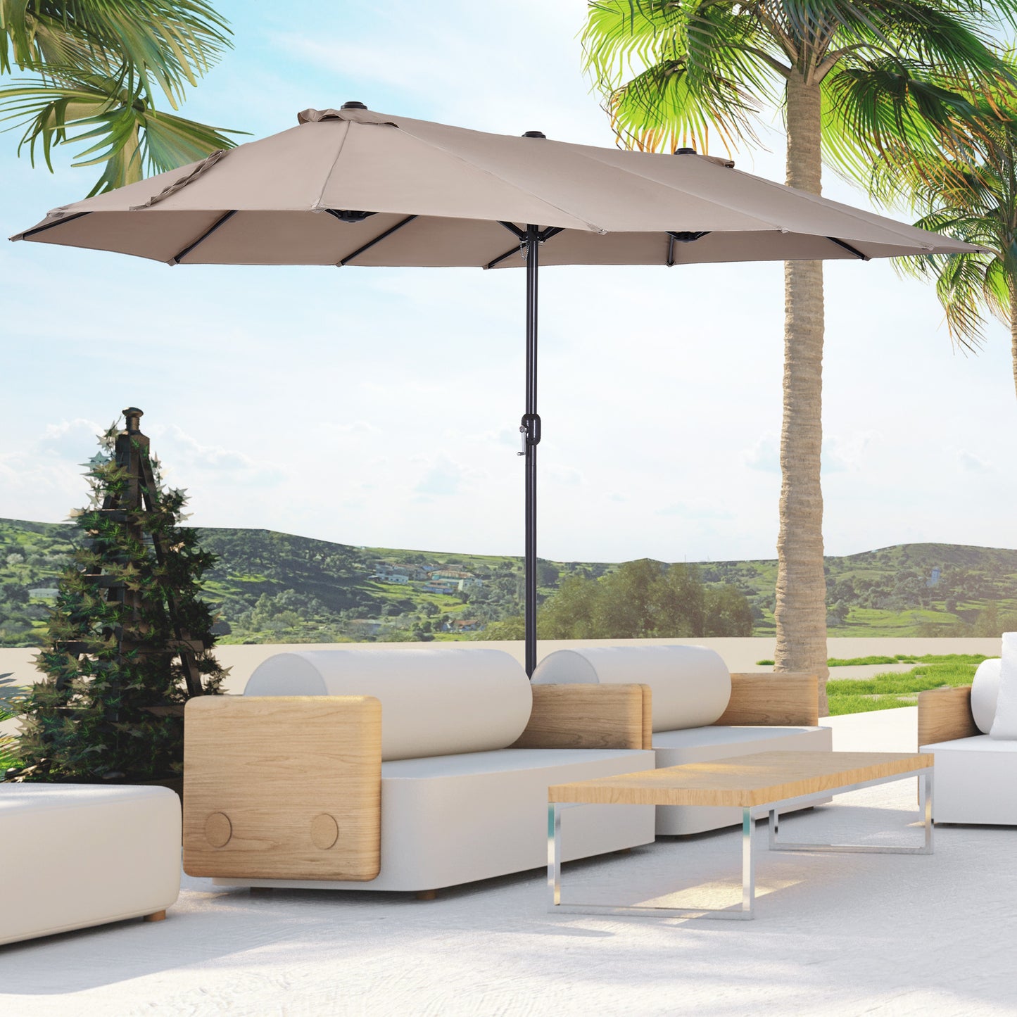 Parasol double face 4,6m avec manivelle acier