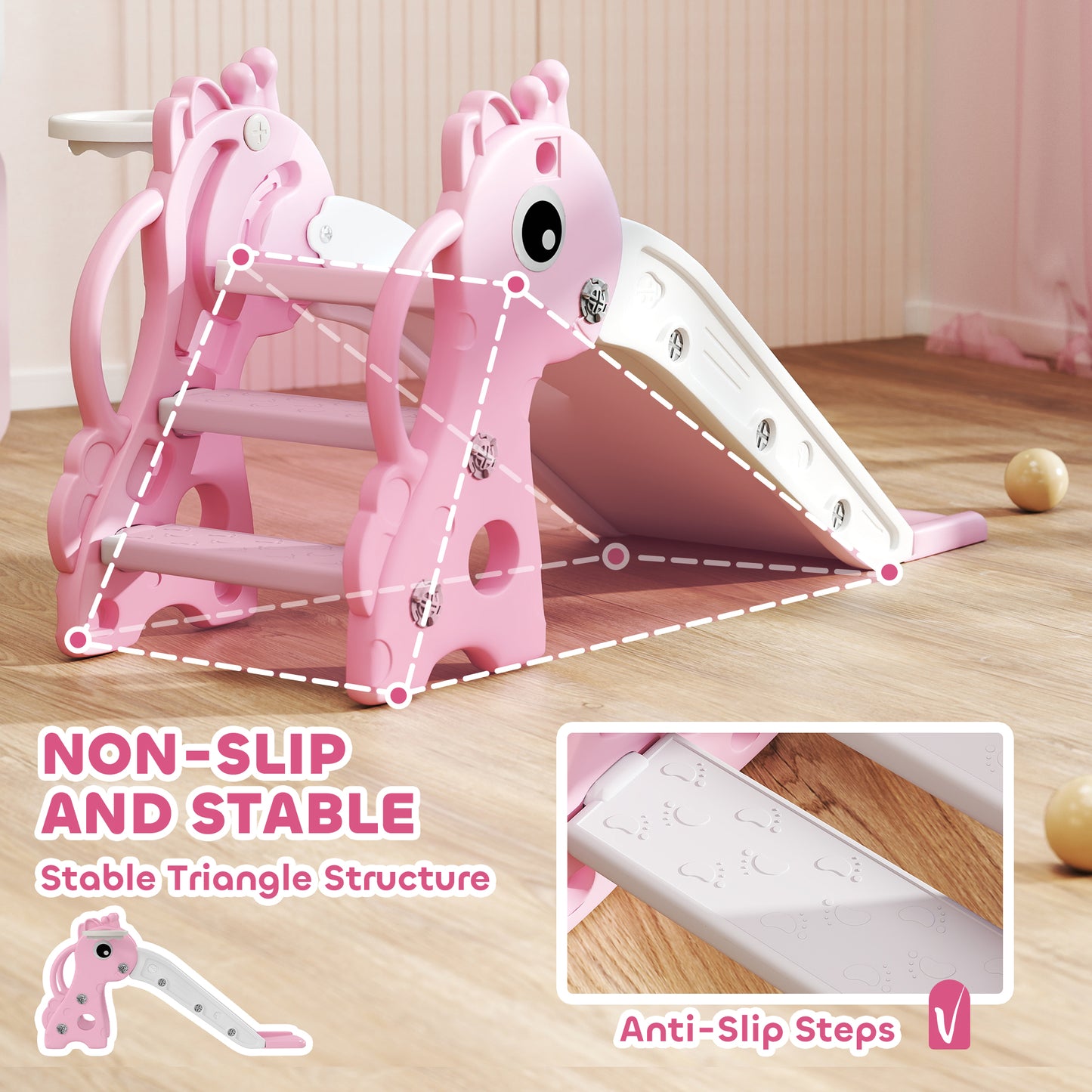 Toboggan 3 en 1 pour tout-petits design girafe