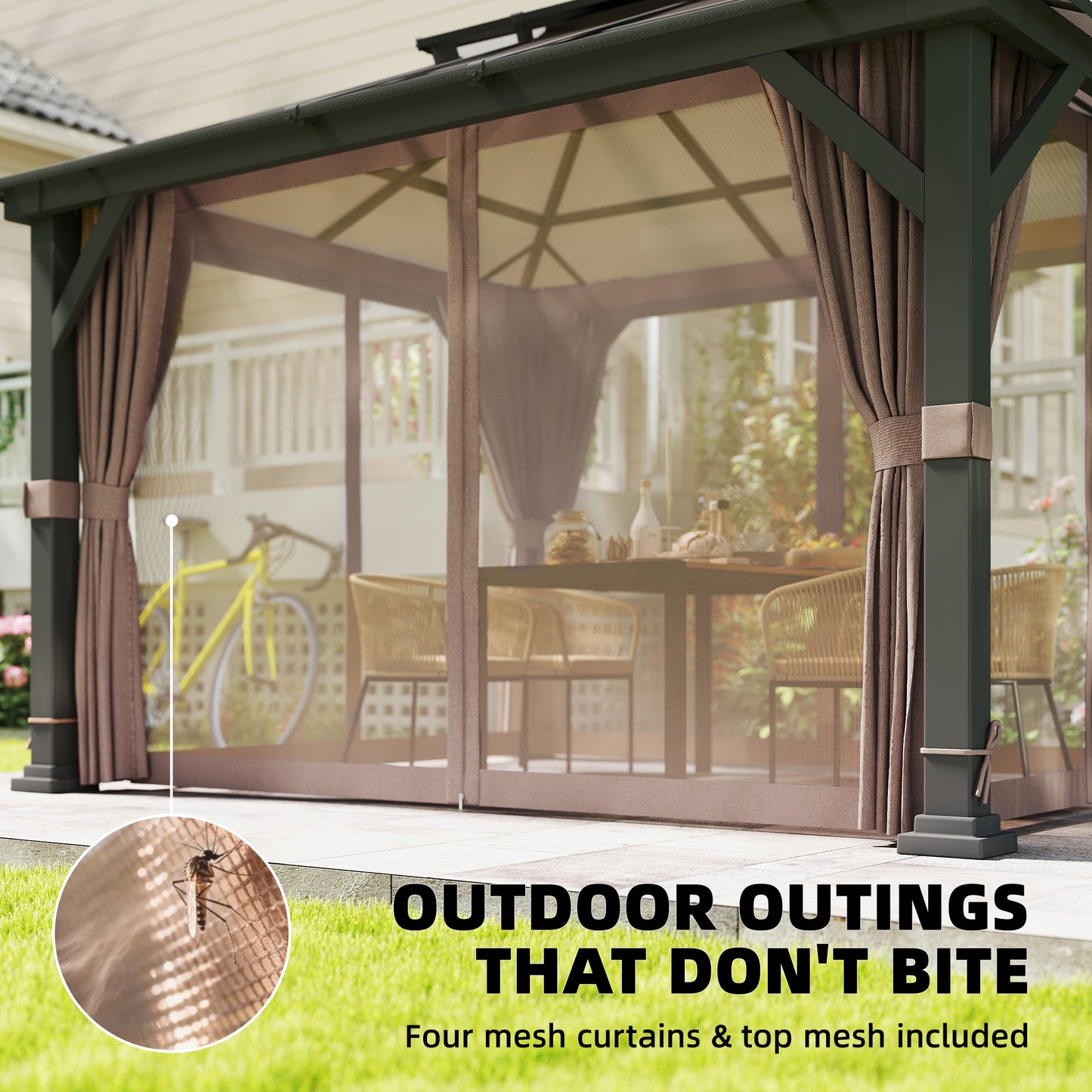 Gazebo toit rigide polycarbonate double 3m x 3,6m — Kaki