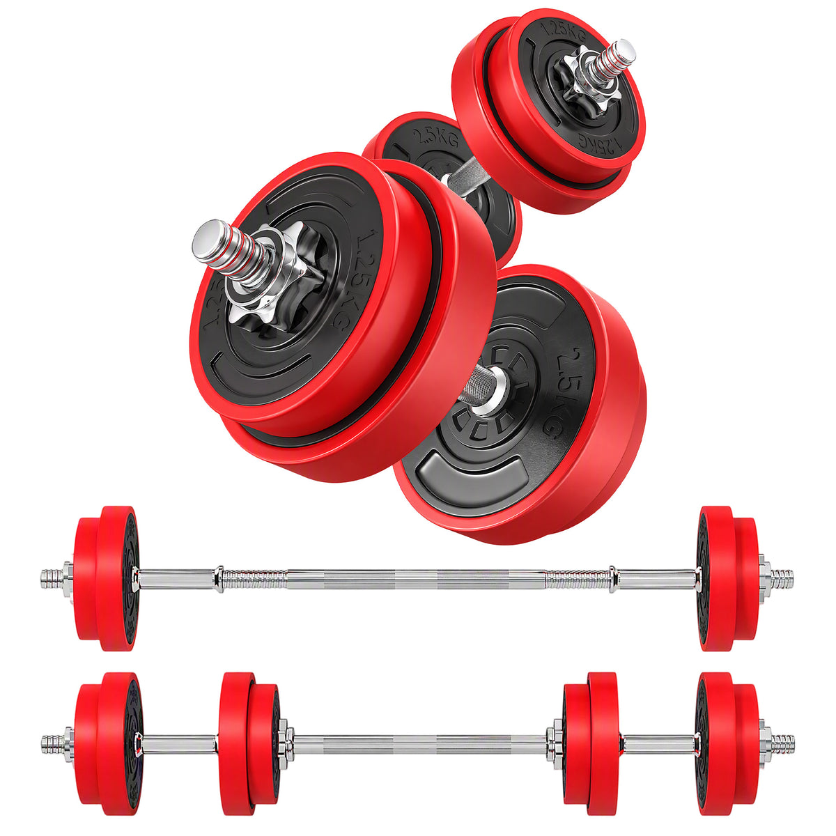 Ensemble haltères et barre de musculation réglable 20 kg