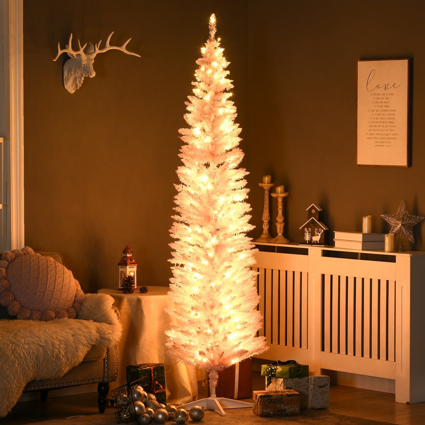 Sapin de Noël artificiel mince pré-éclairé 6 pi