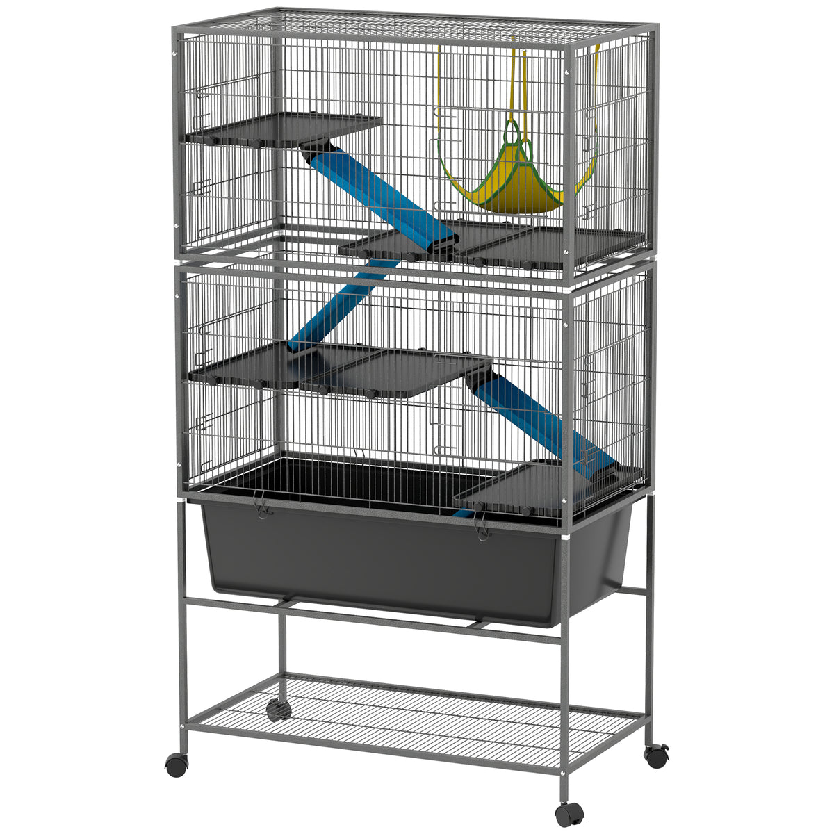 Cage pour petits animaux sur roulettes 150.5 cm