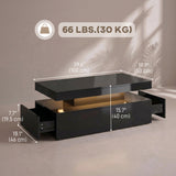 Table basse LED 2 tiroirs haute brillance