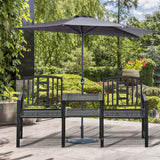 Banc de jardin acier avec table centrale — Gris