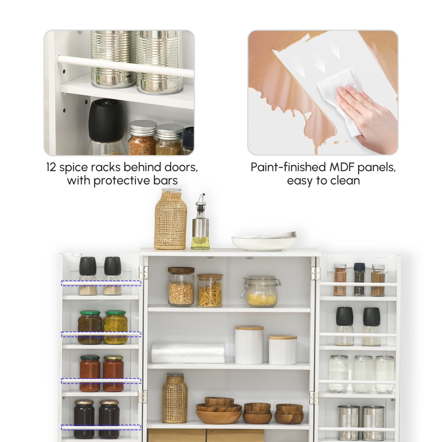 Armoire de cuisine 5 tablettes et 12 porte-épices