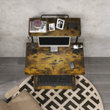 Bureau informatique mobile avec étagères et roulettes