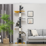 Arbre à chat hauteur réglable avec poteaux à griffer