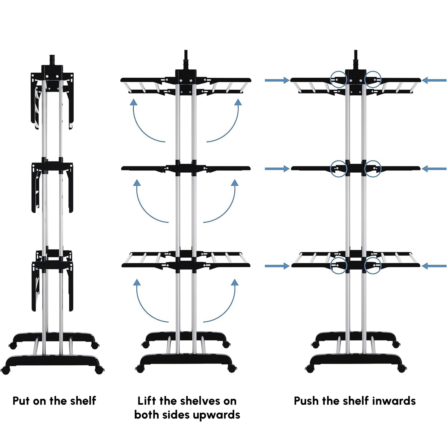 Séchoir à linge 4 étages pliable avec ailes