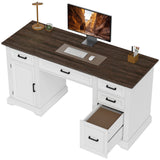 Bureau exécutif farmhouse avec tiroirs à fermeture douce