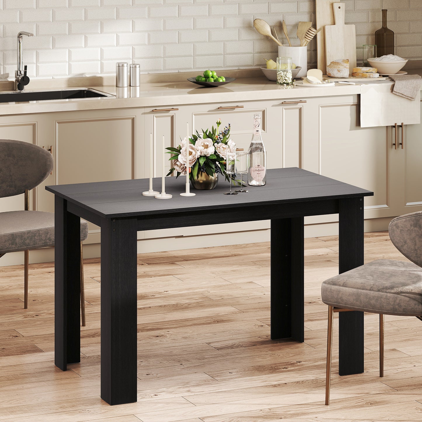Table à manger 119 cm bois ingénierie 4-6 personnes