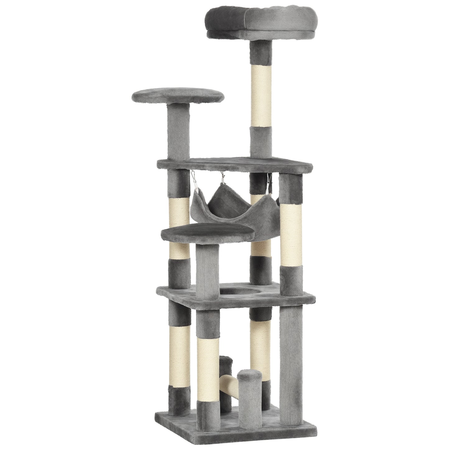 Tour à chat multi-niveaux 132 cm avec hamac